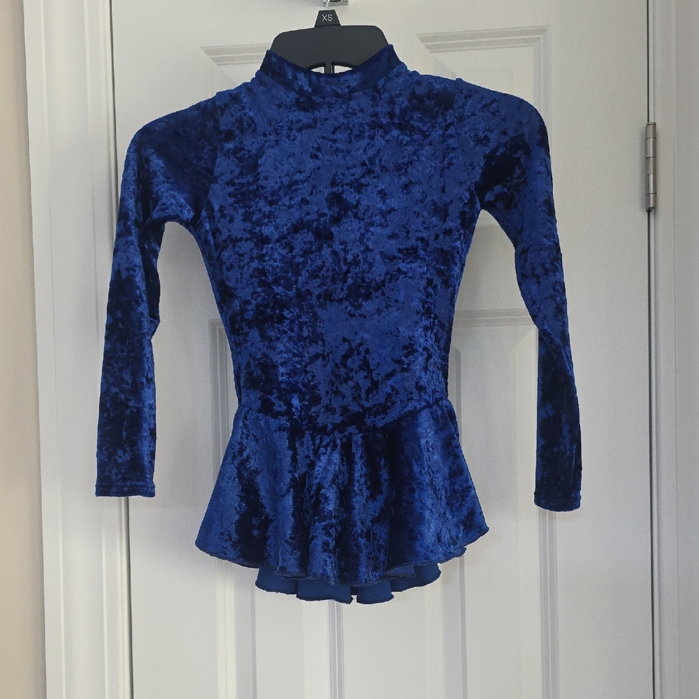 Body Wrappers Kids Blue Velvet Peplum Dress